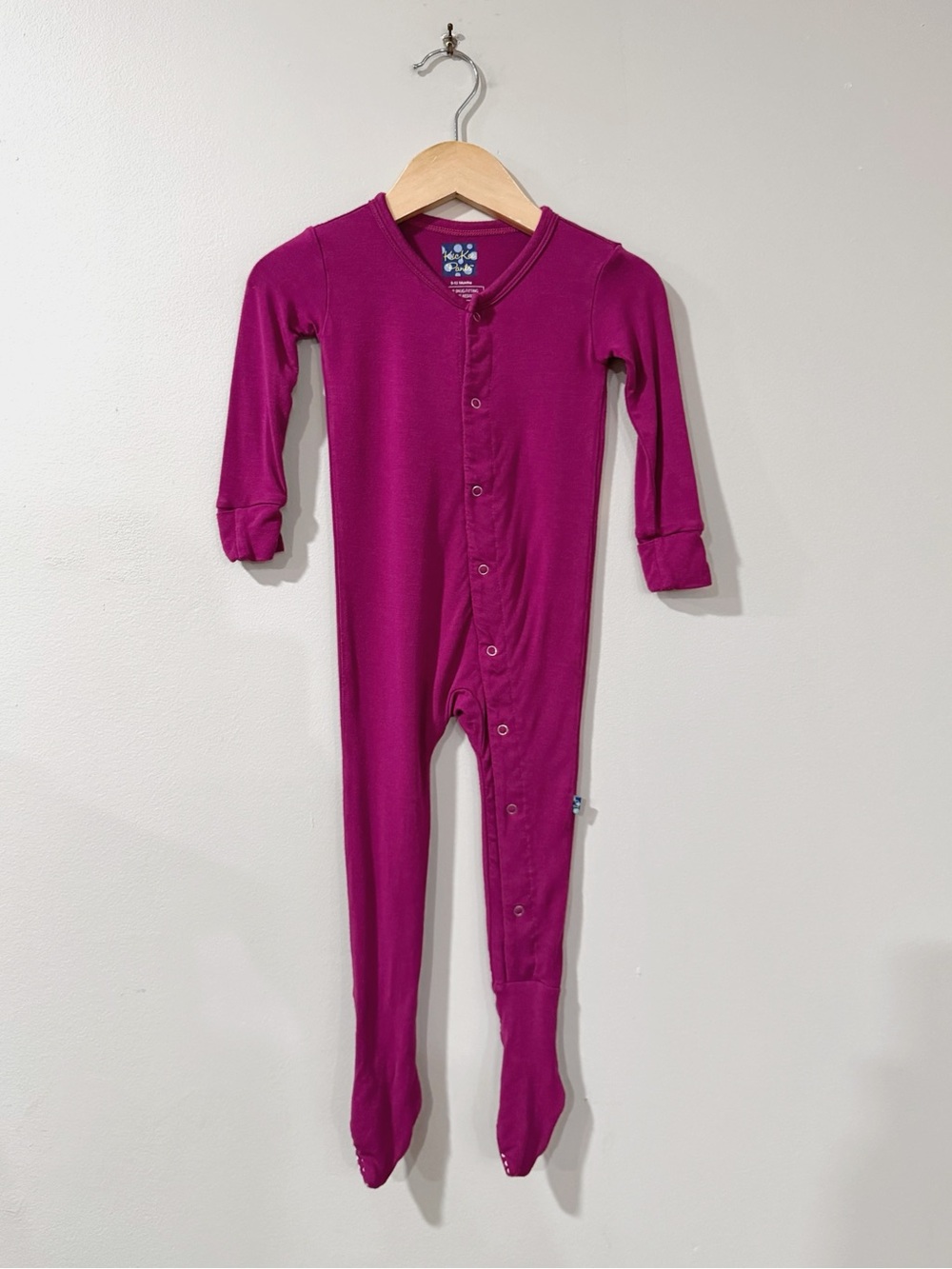 KicKee Pants Baby 9-12M Magenta Bamboo Footed Sleeper Pajamas Cute Cozy